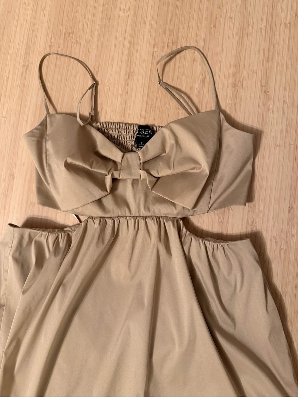 J. Crew Neutral Tan Dress with Bow Front